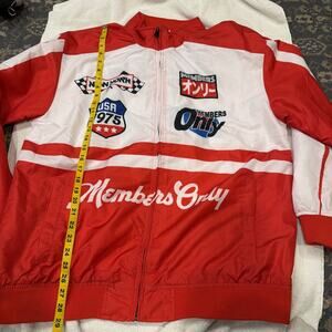 Members Only Track Jacket Mens Large Red Auto Sport Racing Team New York USA